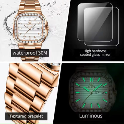 Olevs 9966 Stainless Steel Analog Watch For Men – Rose Gold & White