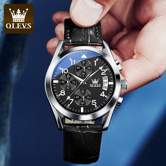 OLEVS 2878 Luxury Luminous Quartz Wrist watch for Men's- Black
