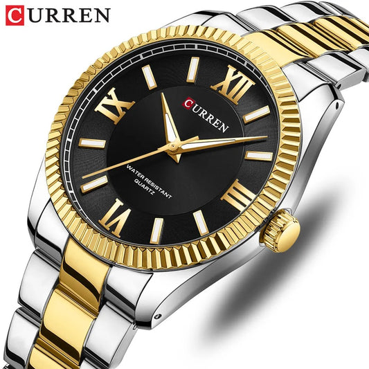 CURREN 8453 Luxury Brand Watch for Men - Silver Gold & Black