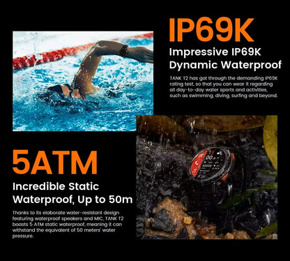 KOSPET TANK T2 Rugged Waterproof Smartwatch – Black
