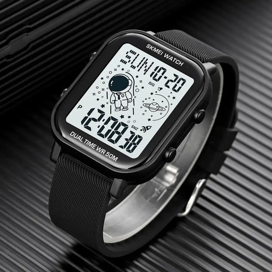 SKMEI 1971 Digital Custom Waterproof Sport Silica Men Wristwatch- Black