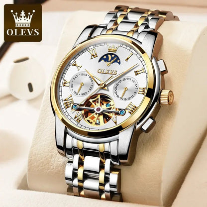 OLEVS 6617 Men’s Classic Mechanical Watch- Silver white
