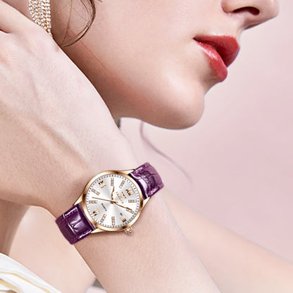 TRSOYE 958 Women Japan Quartz Watch- Purple Silver
