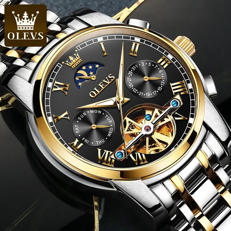 OLEVS 6617 Men’s Classic Mechanical Watch- Silver Black