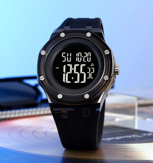 SKMEI 2489 Digital Watch Activity Silicone Strap Water Resist Chrono Calendar Sports Watch- Black