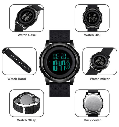 SKMEI 1502 Silicon strap resin glass 5 ATM waterproof digital watch for Men’s