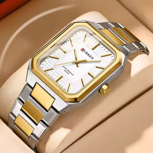 CURREN 8457 Luxury Brand Watch for Men - Silver Rose Gold & White