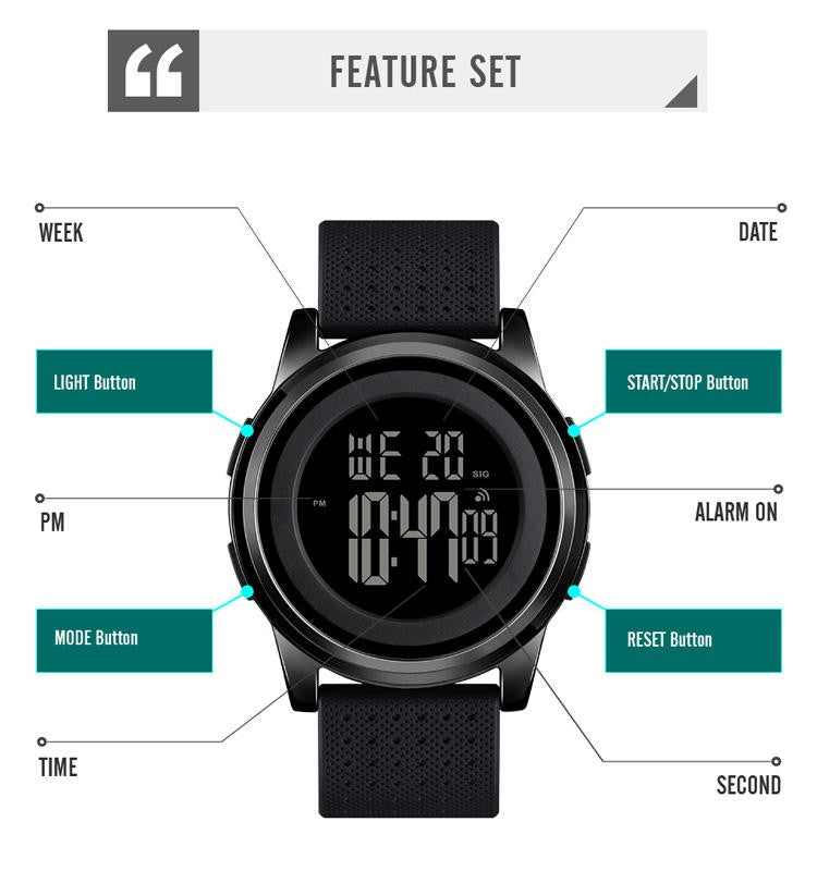SKMEI 1502 Silicon strap resin glass 5 ATM waterproof digital watch for Men’s