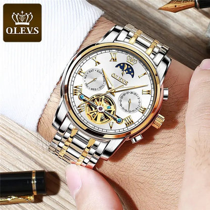 OLEVS 6617 Men’s Classic Mechanical Watch- Silver white