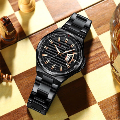 CURREN 8375 Stainless Steel Analog Watch For Men - Black