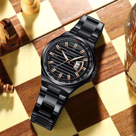 CURREN 8375 Stainless Steel Analog Watch For Men - Black