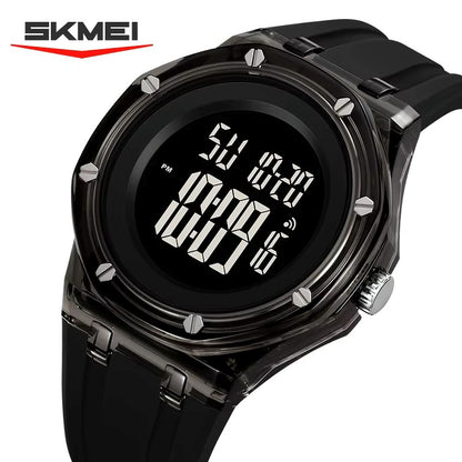 SKMEI 2489 Digital Watch Activity Silicone Strap Water Resist Chrono Calendar Sports Watch- Black