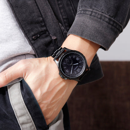 SKMEI 1513 Stainless Steel Analog Quartz Men’s Watch- Black