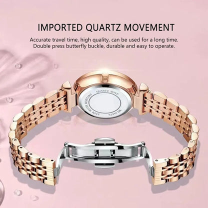 POEDAGAR 719 Trendy Wristwatch for Women - Rose Gold & Green