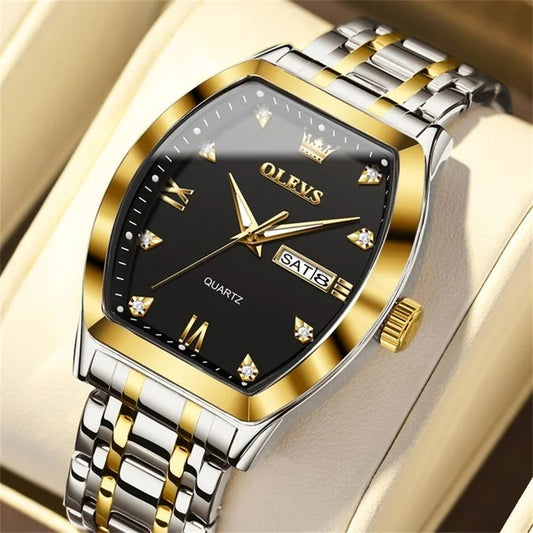 Olevs 5528 New Exclusive Design Quartz Watch For Men - Silver & Black