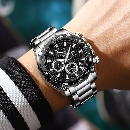 Trsoye 6617 Quartz Watch for Men - Silver & Black