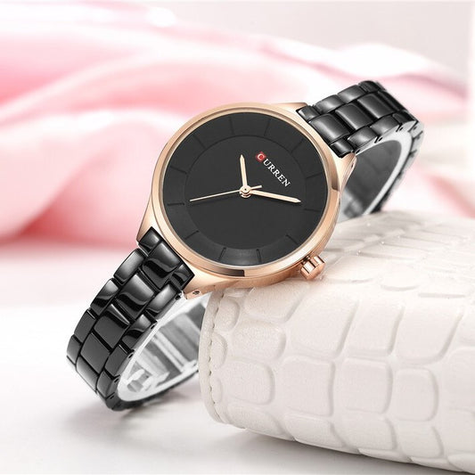 Curren C9015L Stainless Steel Analog Watch for Women - Black