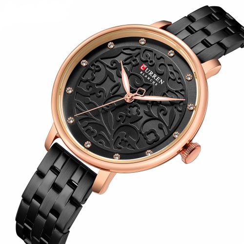 Curren C9046L Stainless Steel Analog Watch for Women - Black