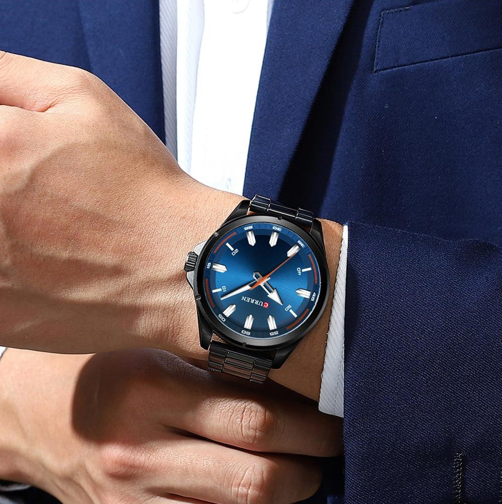 CURREN 8320 Business Series Stainless Steel Watch for Men - Black & Blue