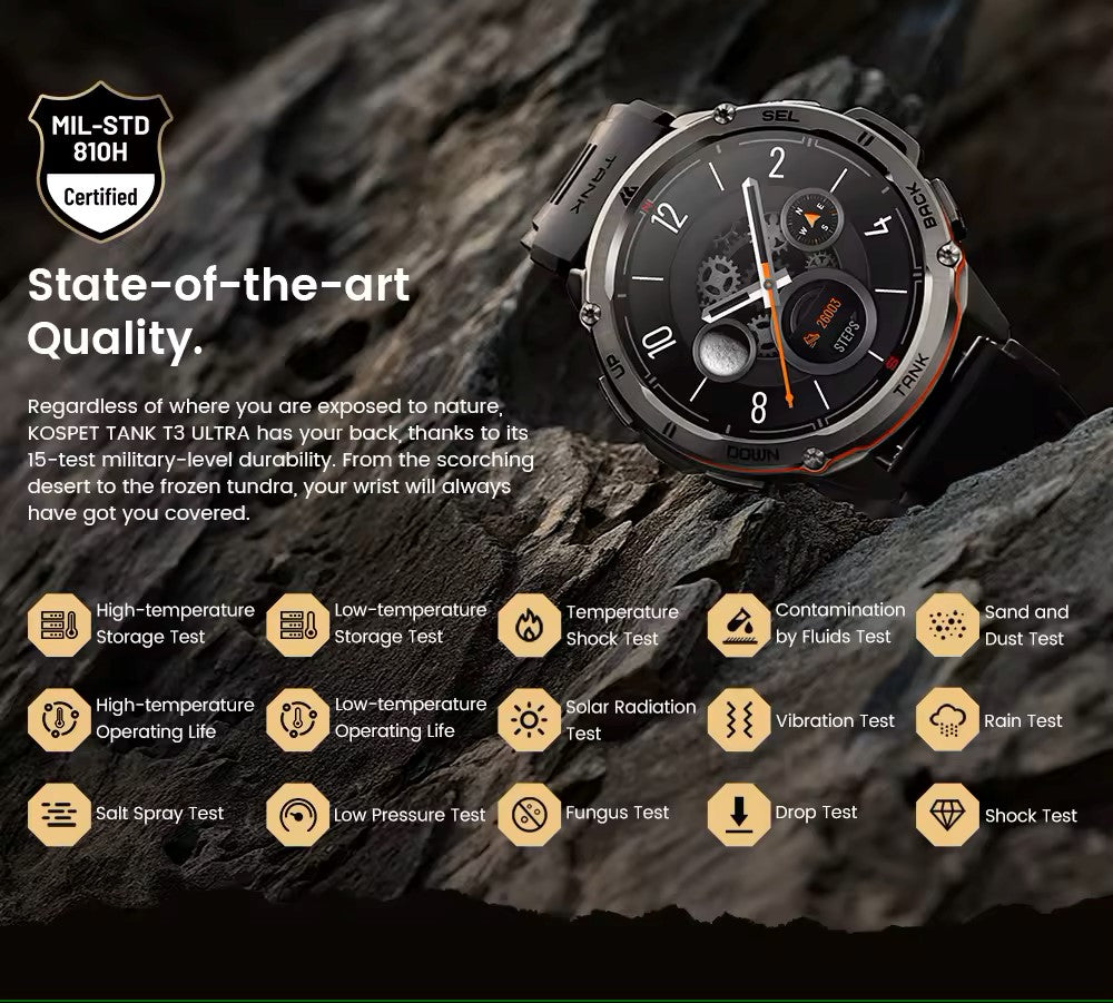 KOSPET TANK T3 Calling Rugged Smartwatch – Black