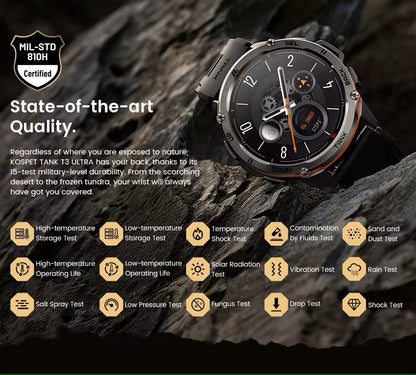 KOSPET TANK T3 Calling Rugged Smartwatch – Black