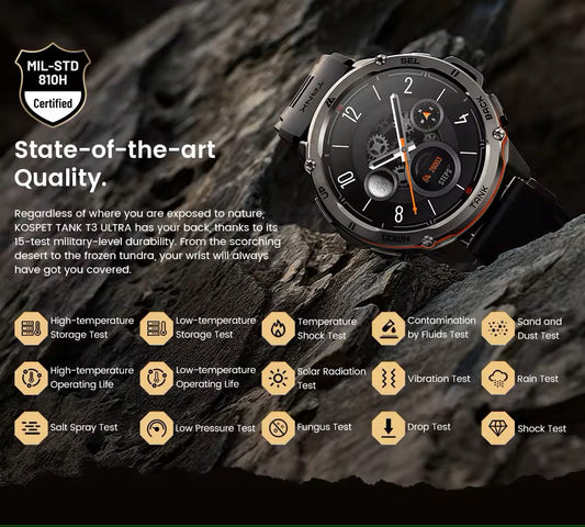 KOSPET TANK T3 Calling Rugged Smartwatch – Black