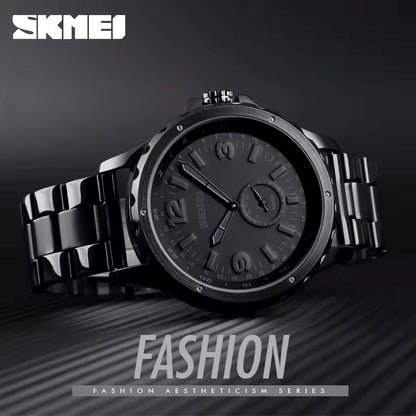 SKMEI 1513 Stainless Steel Analog Quartz Men’s Watch- Black