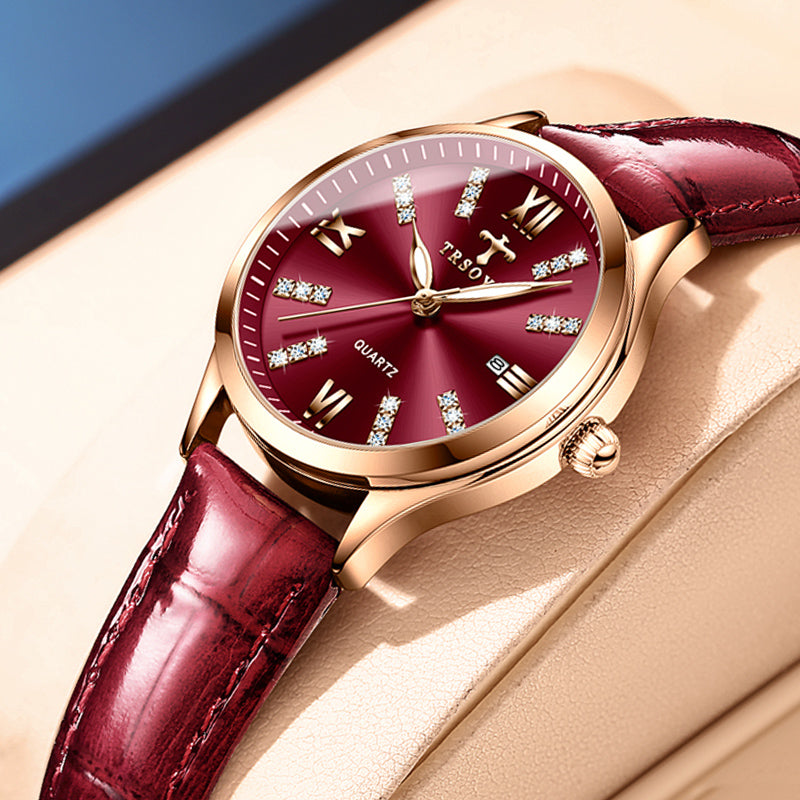 TRSOYE 958 Women Japan Quartz Watch- Red