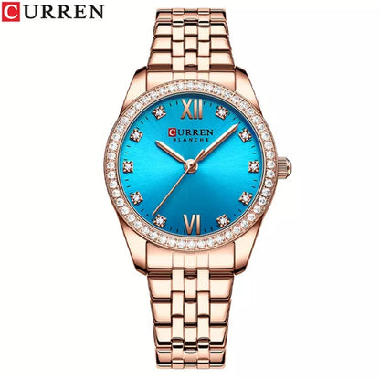 CURREN 9086 Stainless Steel Watch for Women - Rose Gold & Blue