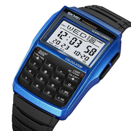 SKMEI 2255 Calculator Style Digital Watch For Men-Black Blue
