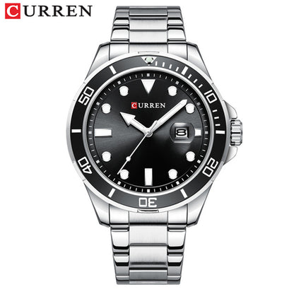 CURREN 8388 Chronograph Stainless Steel Watch for Men - Silver & Black