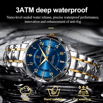 POEDAGAR 802 Leather Casual Luminous Luxury Quartz Men’s Watch