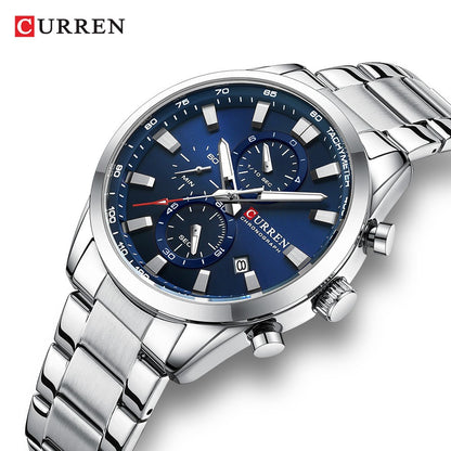 CURREN 8445 Luxury Brand Watch for Men - Silver & Blue