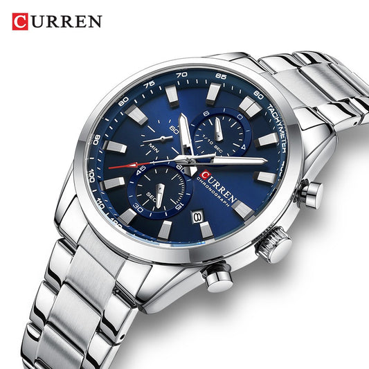 CURREN 8445 Luxury Brand Watch for Men - Silver & Blue