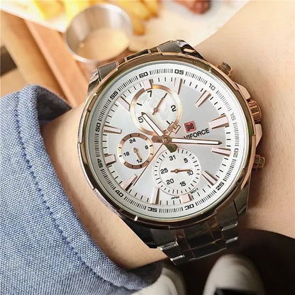 NAVIFORCE 9089 Stainless Steel Chronograph Watch for Men