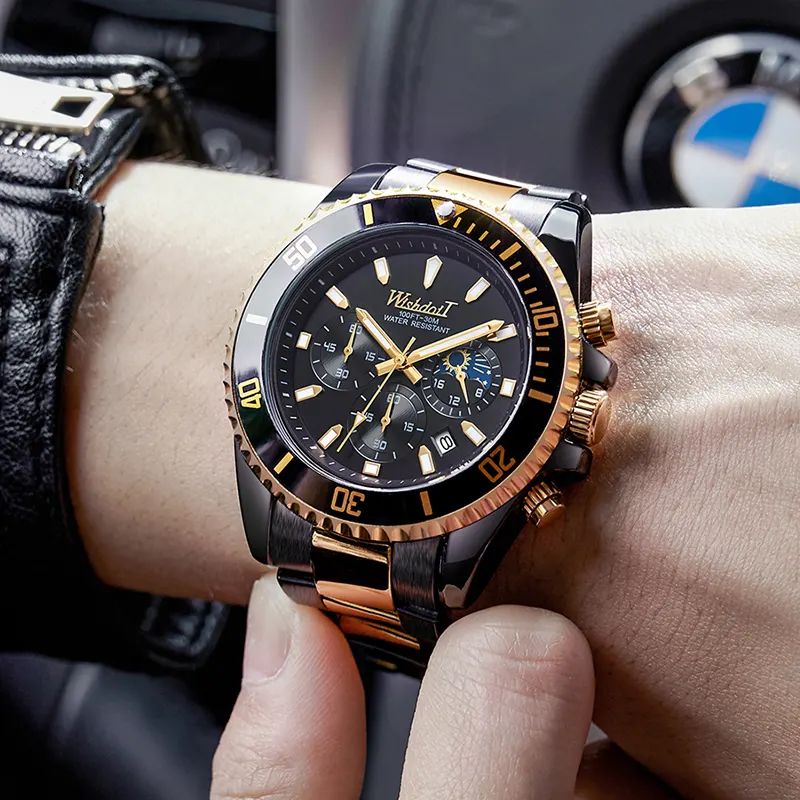 WISHDOIT 156 Luxury Brand Luminous Stainless Steel Wrist Watch for Men’s