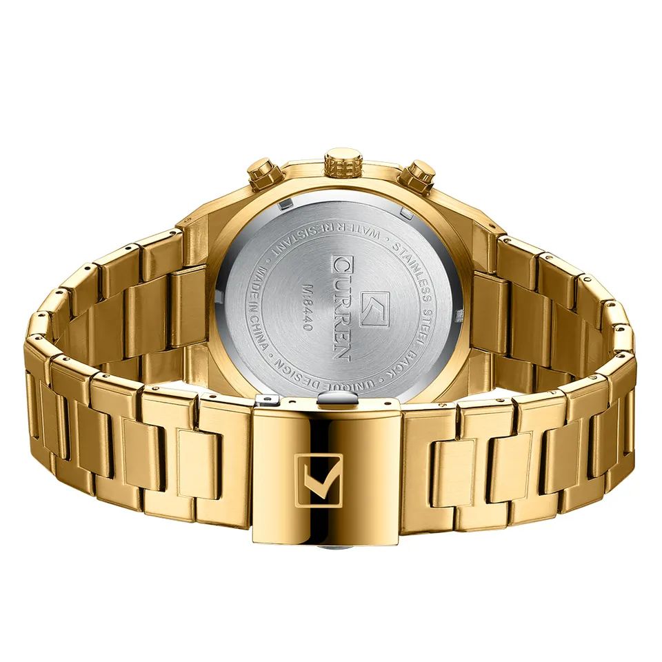 CURREN 8440 Authentic Stainless steel Band Chronograph special business watch kit watch for Men’s- Gold Black