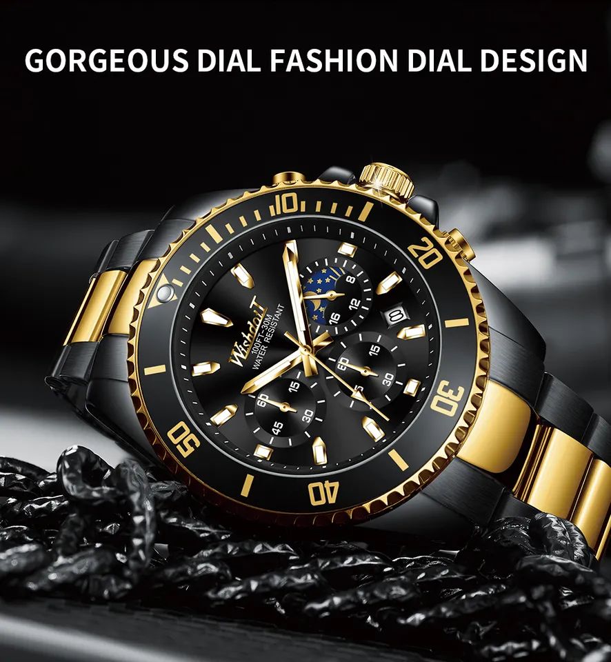 WISHDOIT 156 Luxury Brand Luminous Stainless Steel Wrist Watch for Men’s