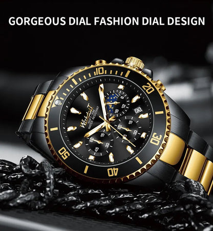 WISHDOIT 156 Luxury Brand Luminous Stainless Steel Wrist Watch for Men’s