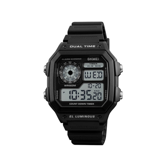 SKMEI 1299 Classic Vintage Square Waterproof watch- Black