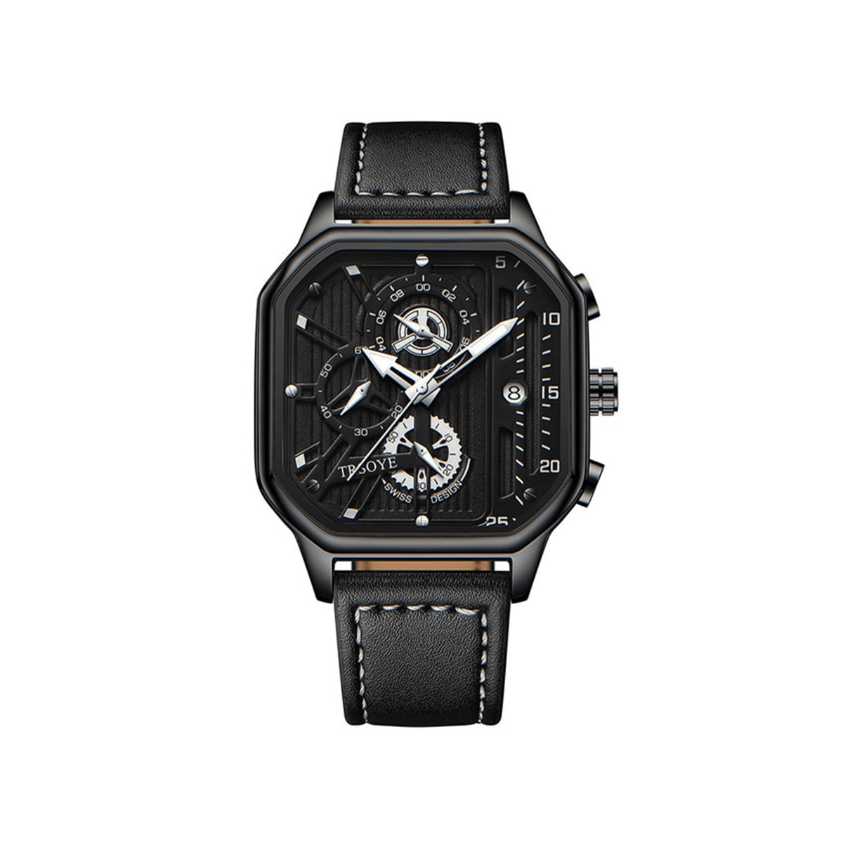 Trsoye 6604 Luminous Leather Men’s Business series Watch- Black