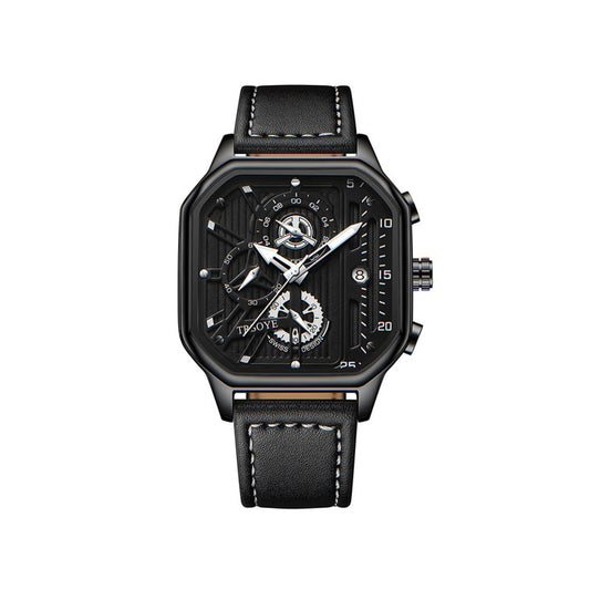 Trsoye 6604 Luminous Leather Men’s Business series Watch- Black