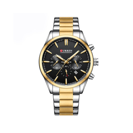 CURREN 8446 Luxury Brand Watch for Men - Silver Gold & Black