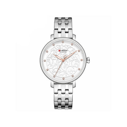 Curren C9046L Stainless Steel Analog Watch for Women - Silver