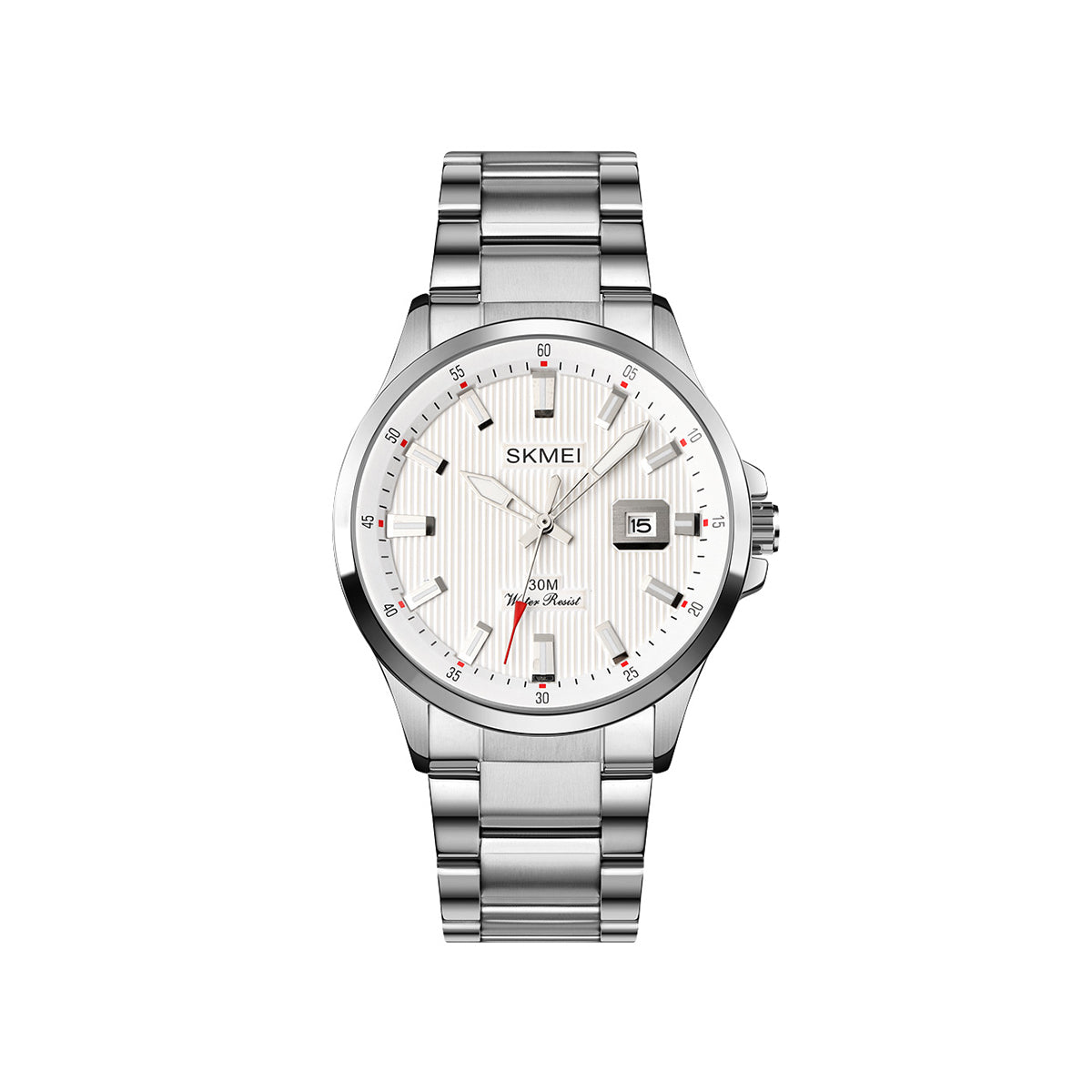 SKMEI 1654 Classic Luxury Exquisite Dial Multifuncional Impermeable Business High-end Fashion Men's Quartz Watch- Silver