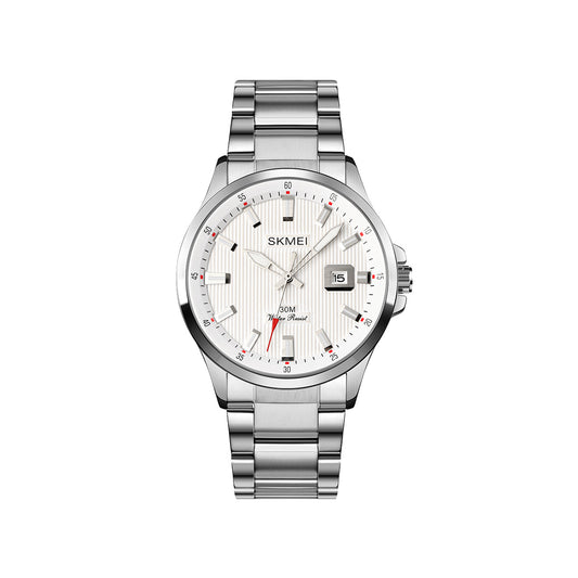 SKMEI 1654 Classic Luxury Exquisite Dial Multifuncional Impermeable Business High-end Fashion Men's Quartz Watch- Silver