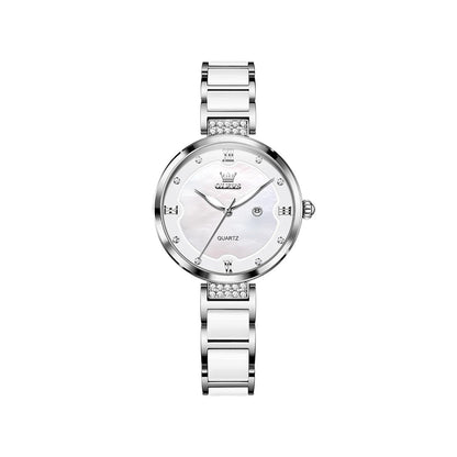 OLEVS 5589 Luxury Design Quartz Watch - Silver