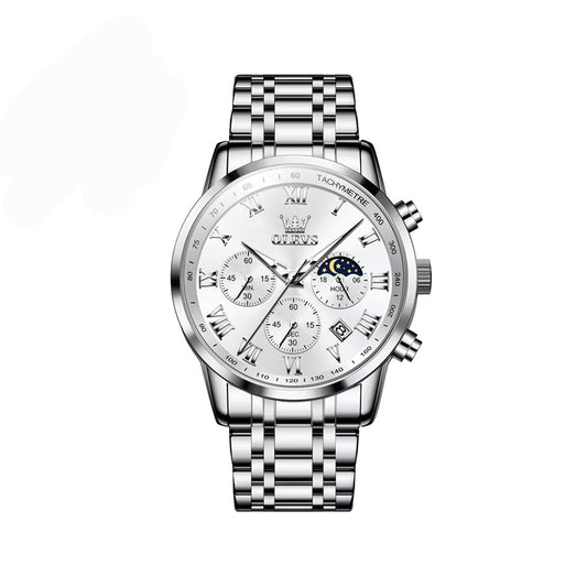 Olevs 5529 Chronograph Watch For Men - Silver