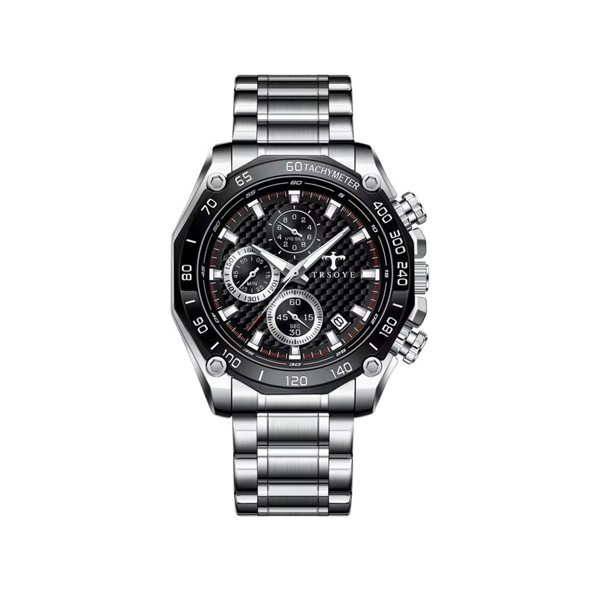Trsoye 6617 Quartz Watch for Men - Silver & Black