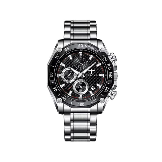 Trsoye 6617 Quartz Watch for Men - Silver & Black